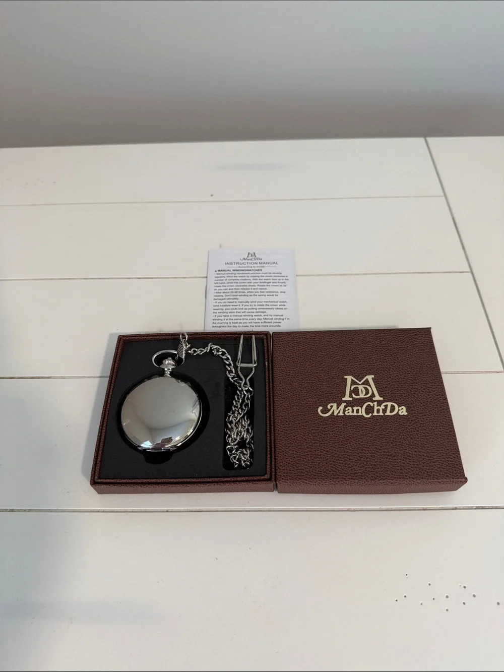 Classic Silver Pocket Watch with Chain